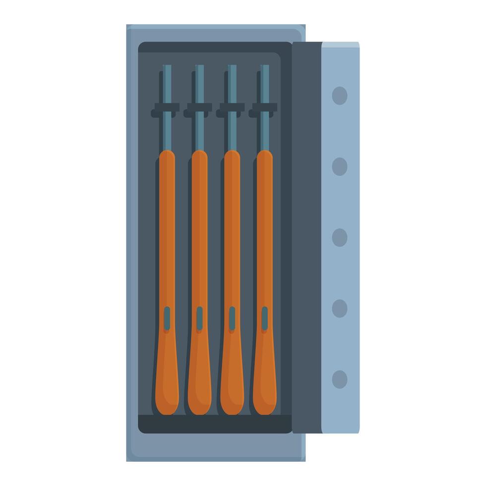 Gun safe storing hunting rifles for home security vector