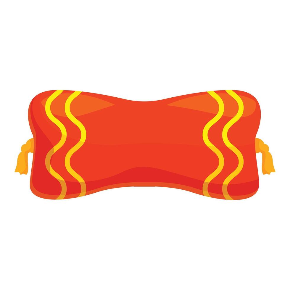 Red pillow with golden stripes for sleeping on the bed vector