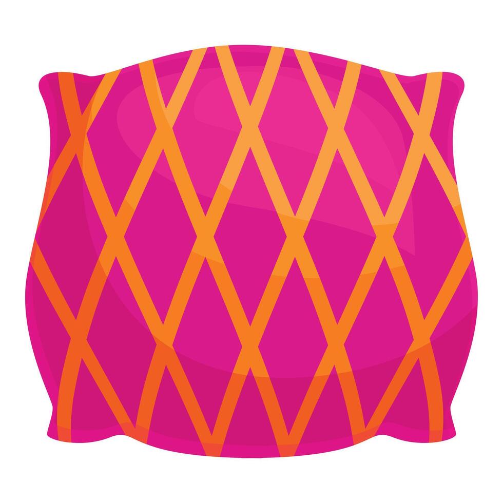 Pink pillow with orange rhombus pattern for comfortable sleeping vector