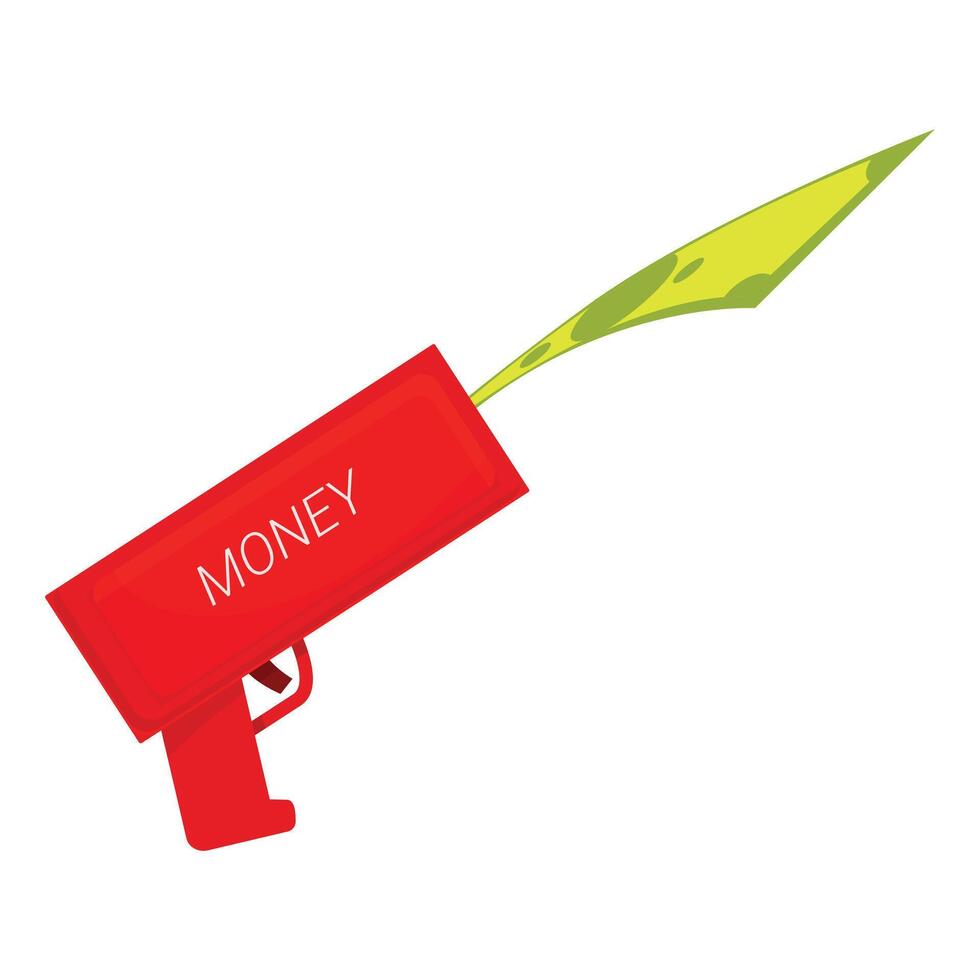 Red money gun shooting out a stream of cash vector