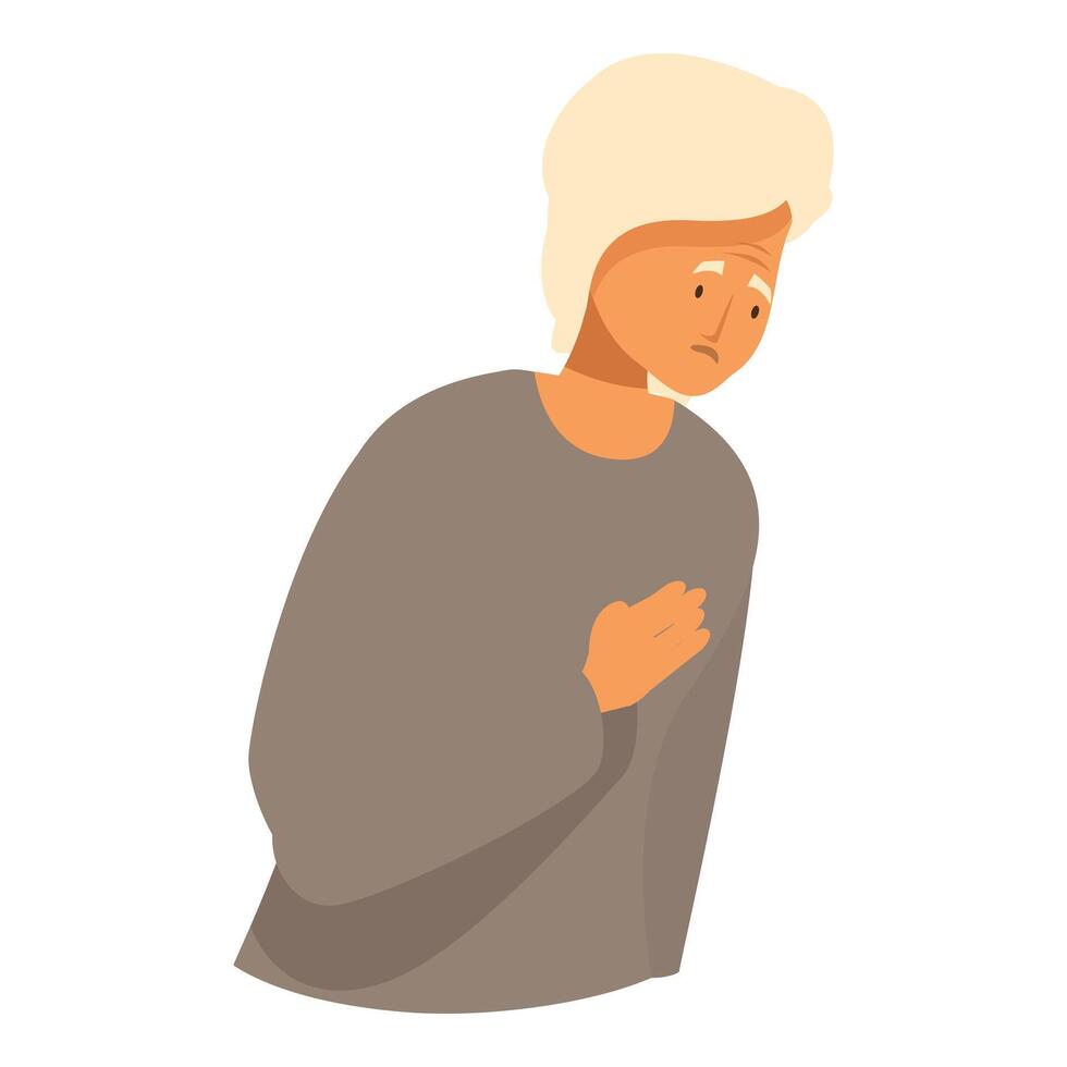 Senior man experiencing chest pain, possible heart attack or angina vector