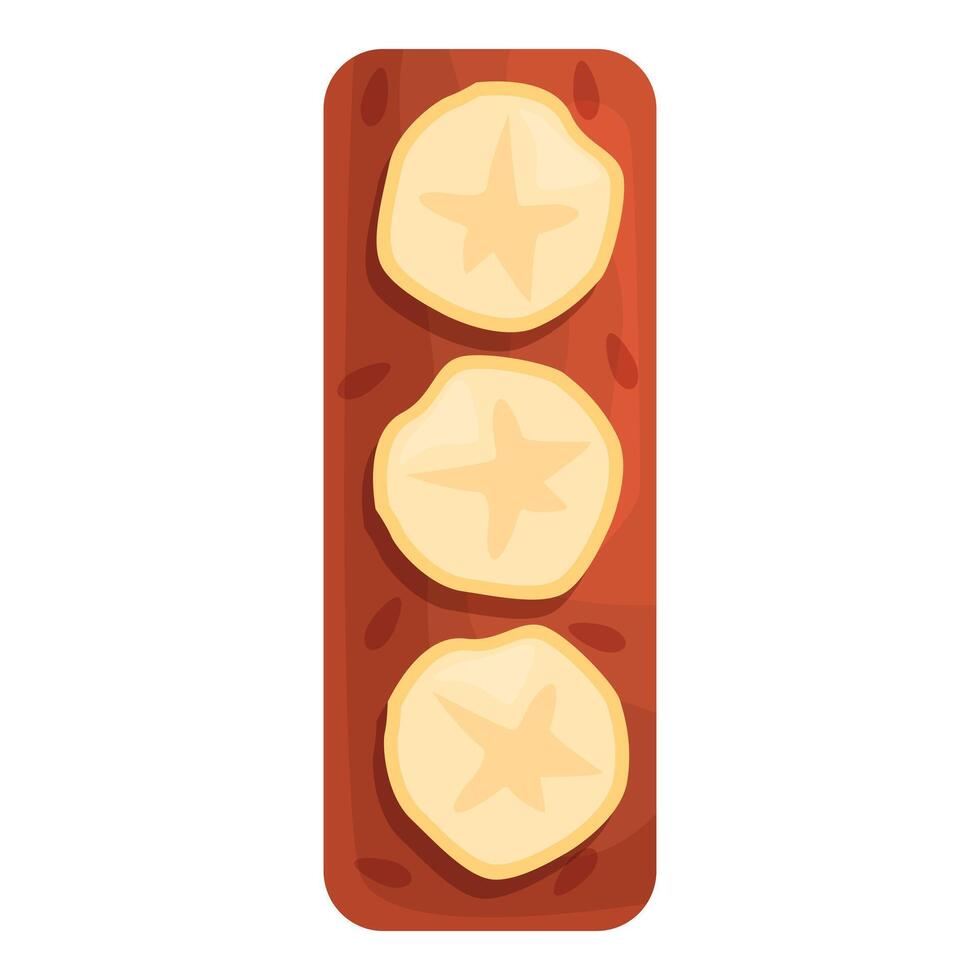 Chocolate bar with banana slices forming letter i vector