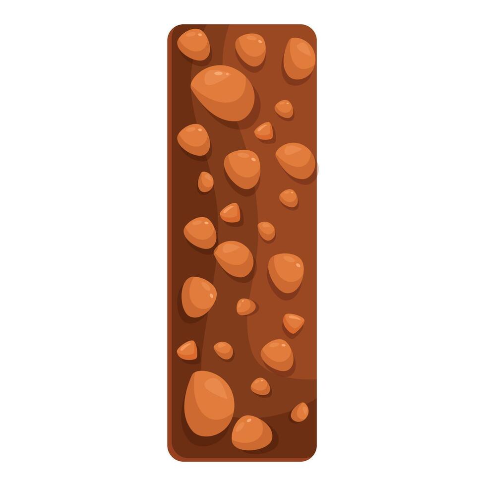 Chocolate bar forming letter i with hazelnut pieces vector