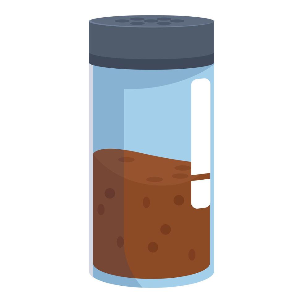Glass jar filled with aromatic ground cinnamon for baking and cooking vector