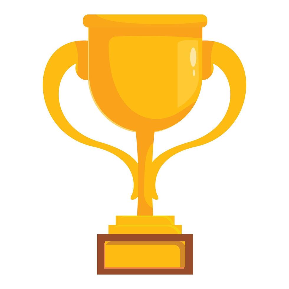 Golden trophy standing on wooden pedestal symbolizing victory vector
