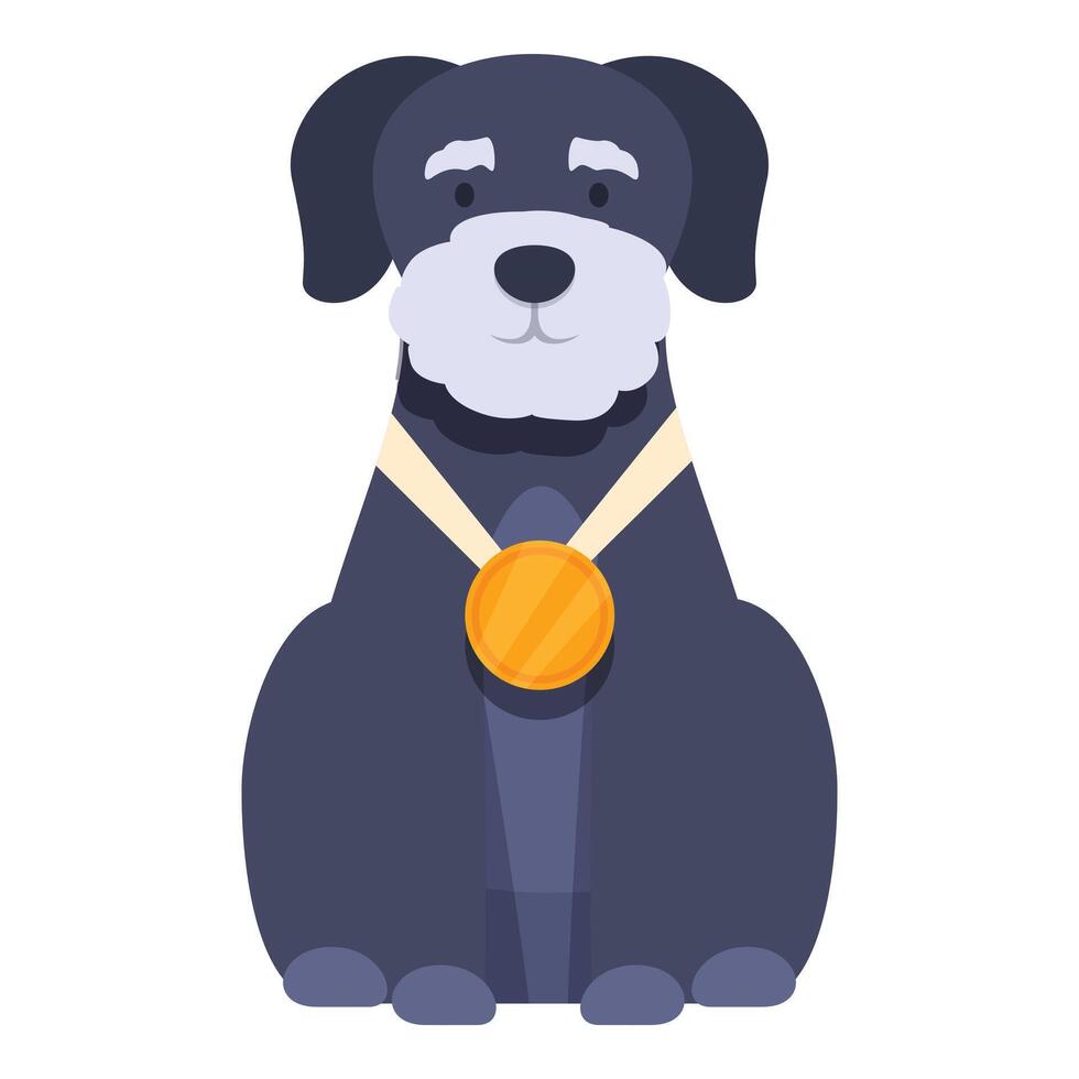 Proud miniature schnauzer dog sitting with gold medal vector
