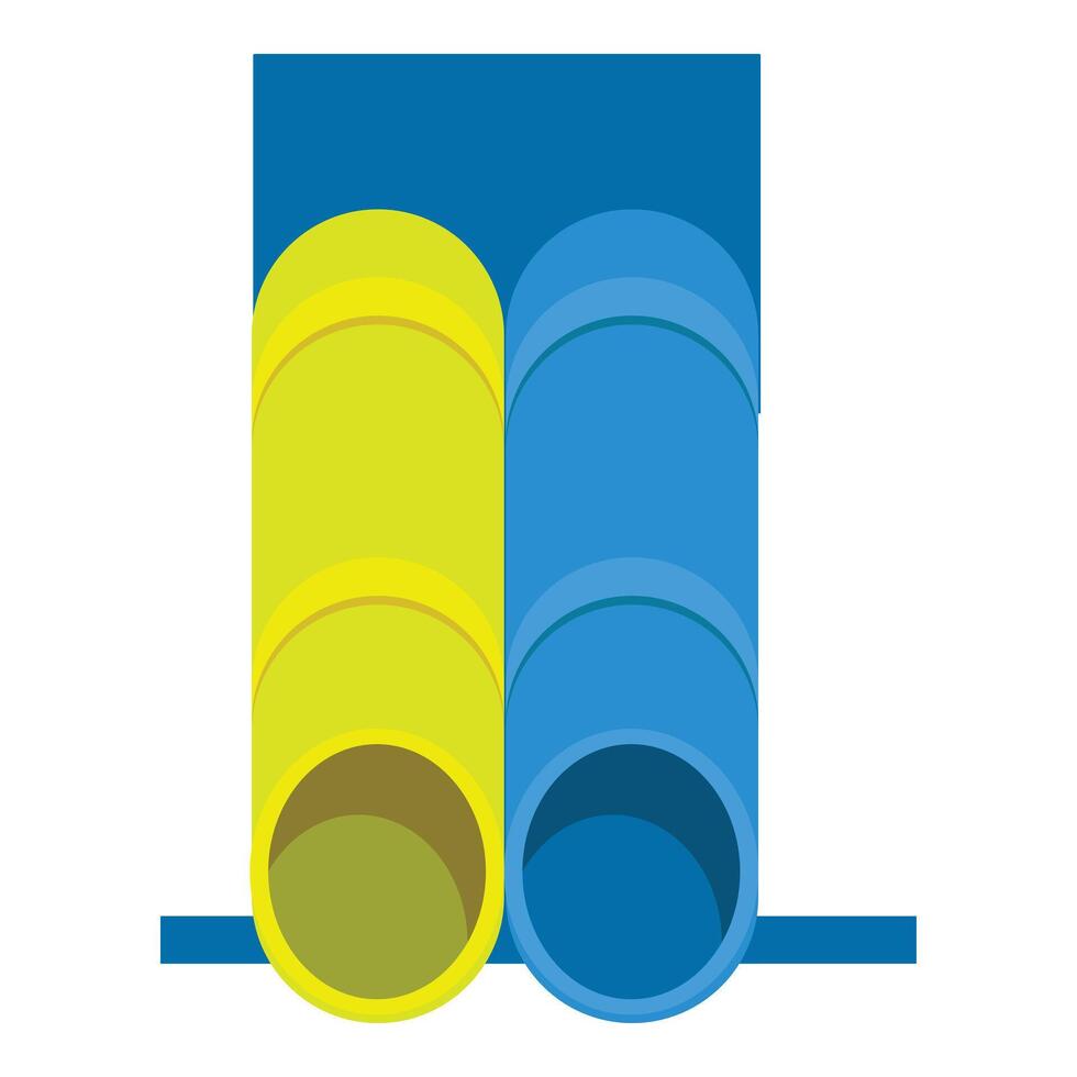 Two pipes standing upright with blue wall background vector
