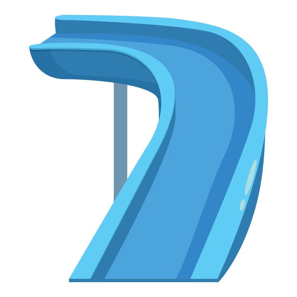 Blue curved plastic water slide standing on white background vector
