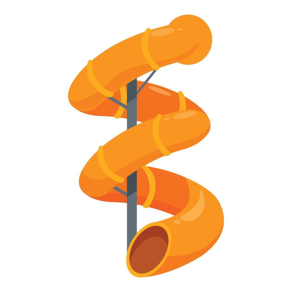 Orange spiral water slide standing on white background vector