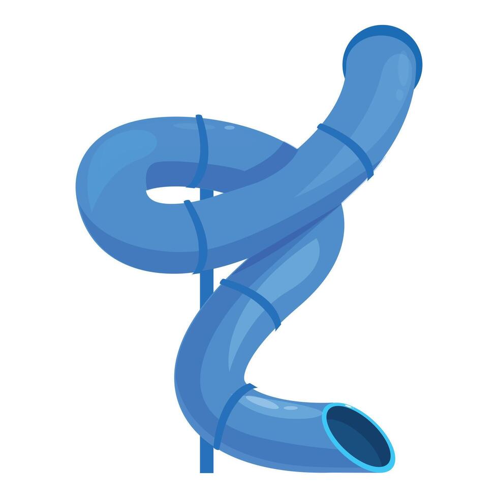 Blue waterpark slide spiraling down for fun summer activity vector