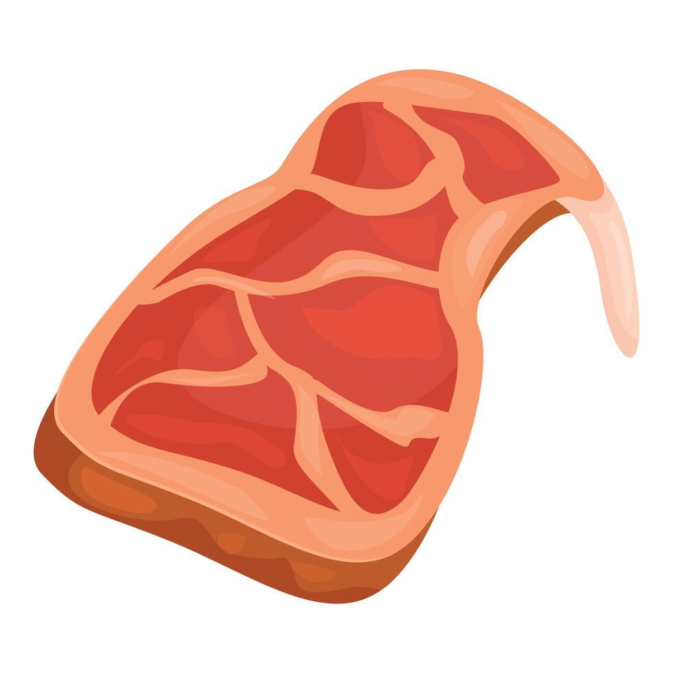 Cartoon icon of a raw t bone steak with fat vector