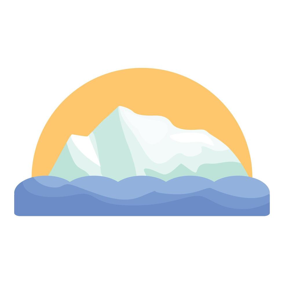 Big iceberg floating on water under sunset sky vector