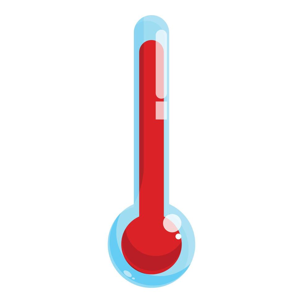 Red thermometer showing high temperature on white background vector