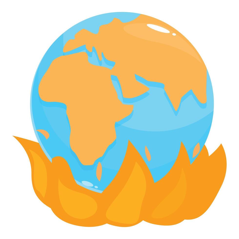 Planet earth is burning in flames of global warming vector