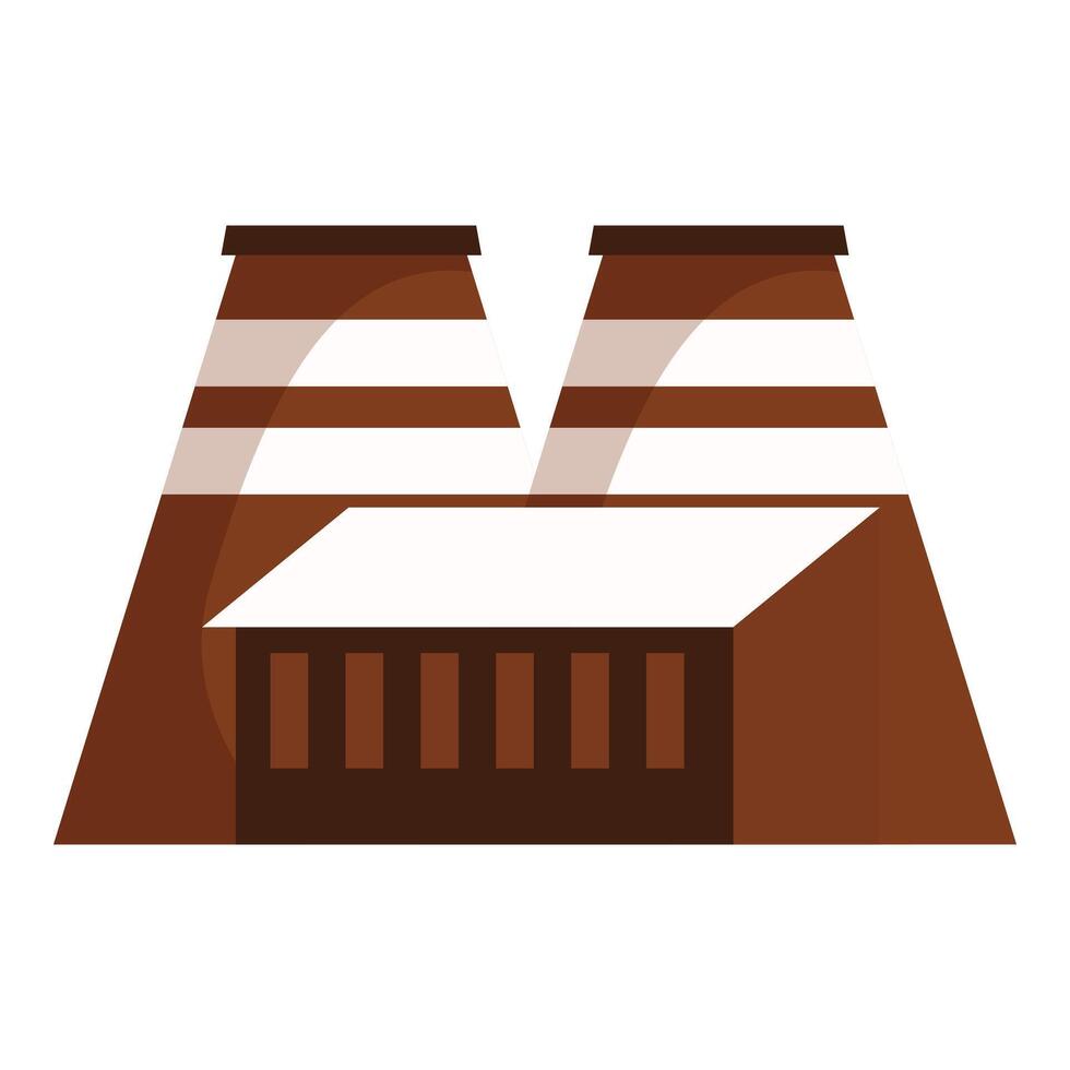 Brown industrial building with two chimneys generating energy vector