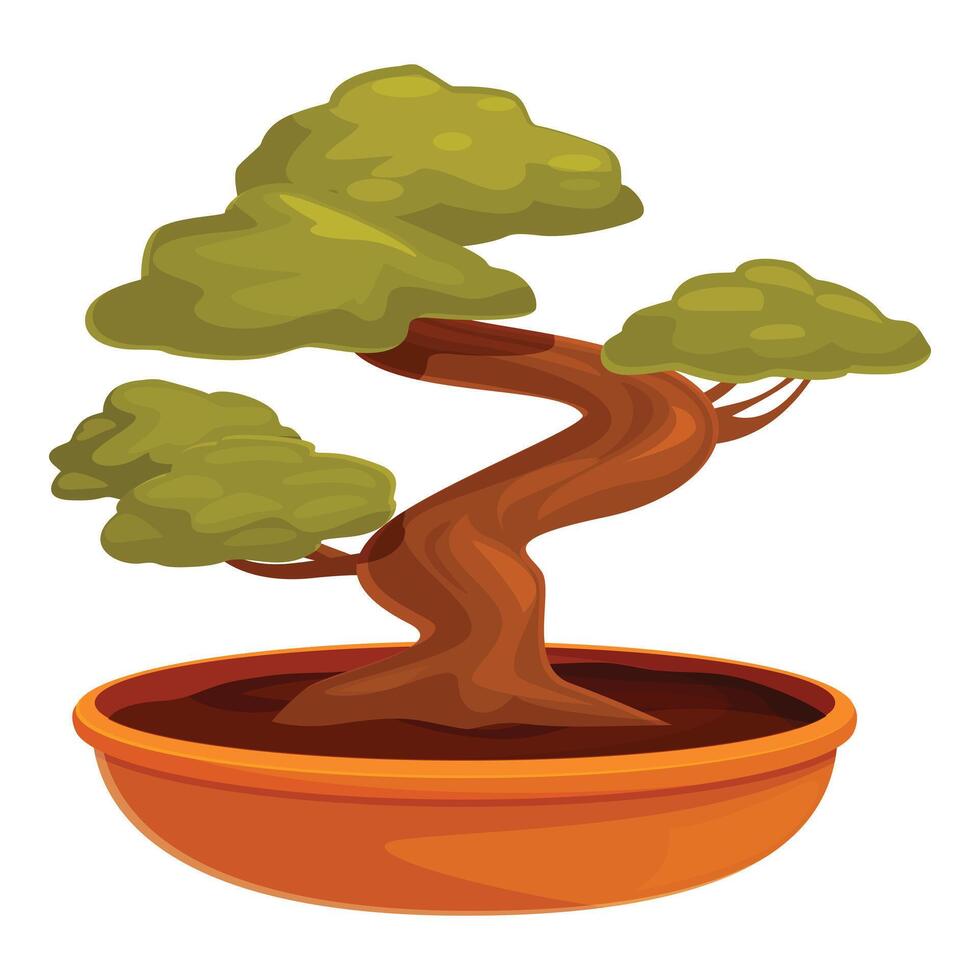 Small bonsai tree growing in a flowerpot vector