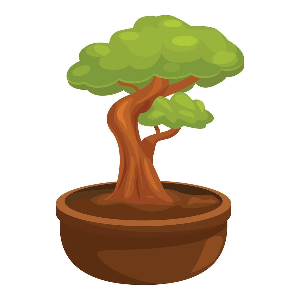 Decorative miniature bonsai tree growing in a clay pot vector