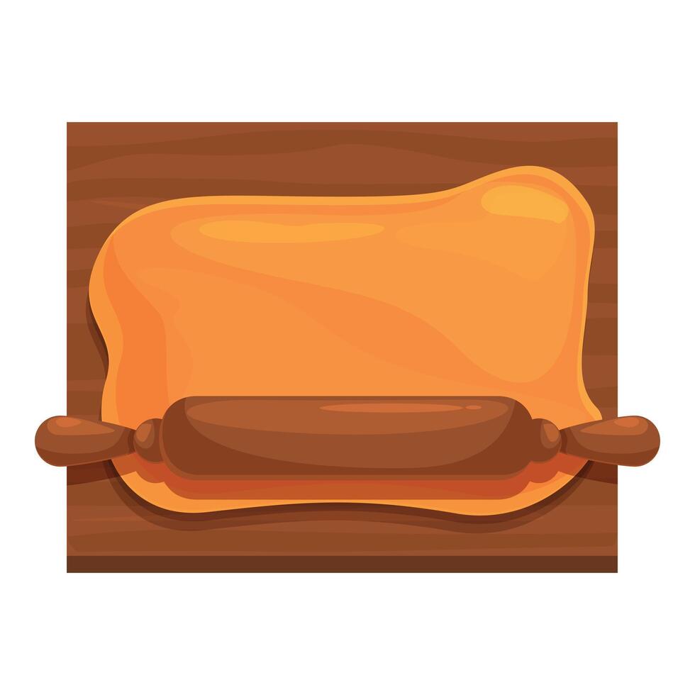 Rolling pin lying on dough for baking on wooden board vector