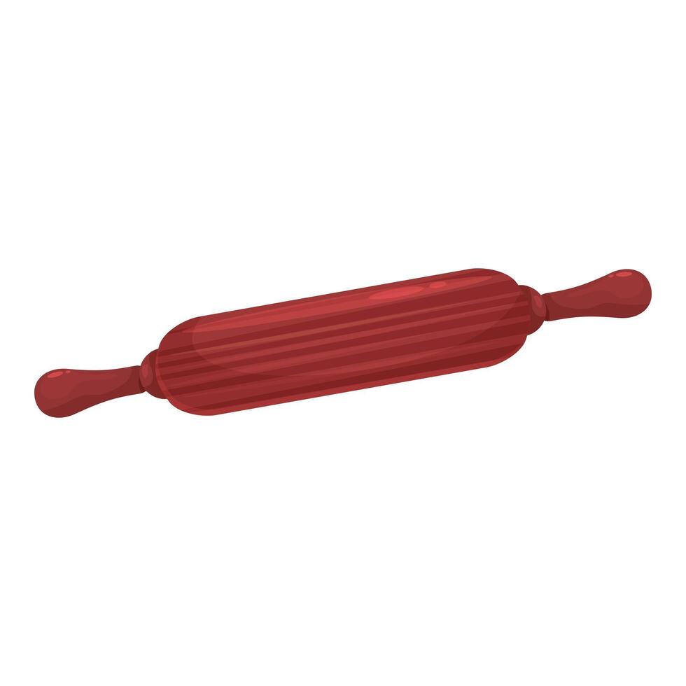 Wooden rolling pin lying horizontally for dough rolling vector