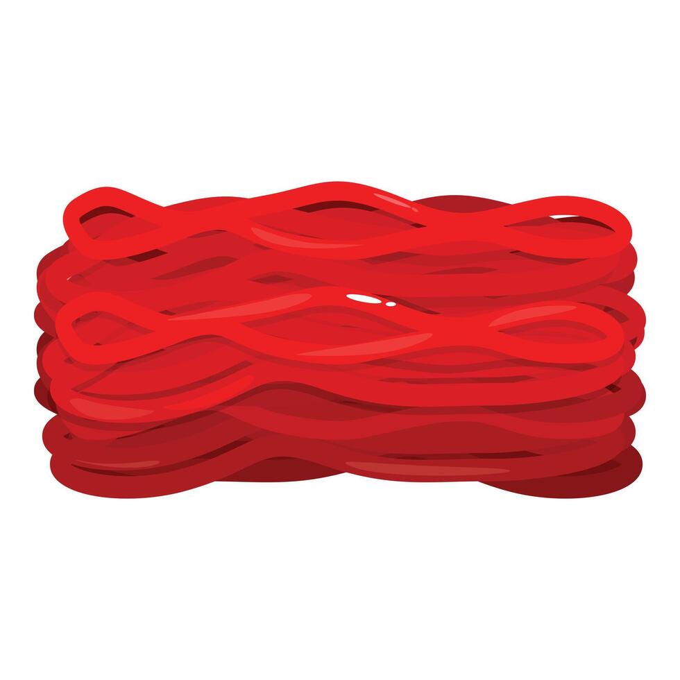 Red licorice candy forming a wavy pile isolated on white background vector