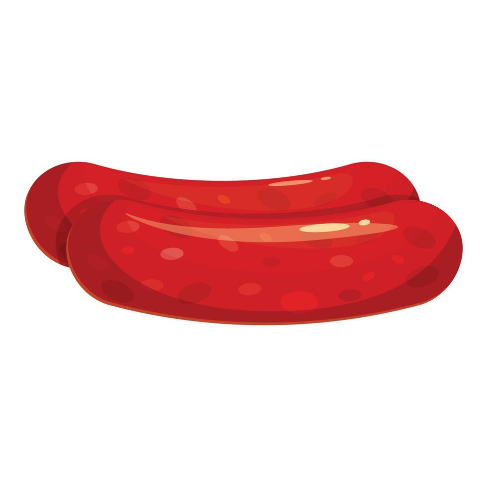 Two grilled sausages lying next to each other on white background vector