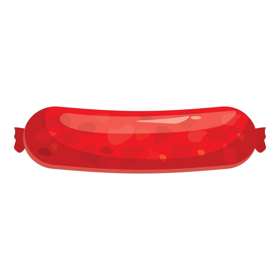 Red sausage lying horizontally isolated on white background vector