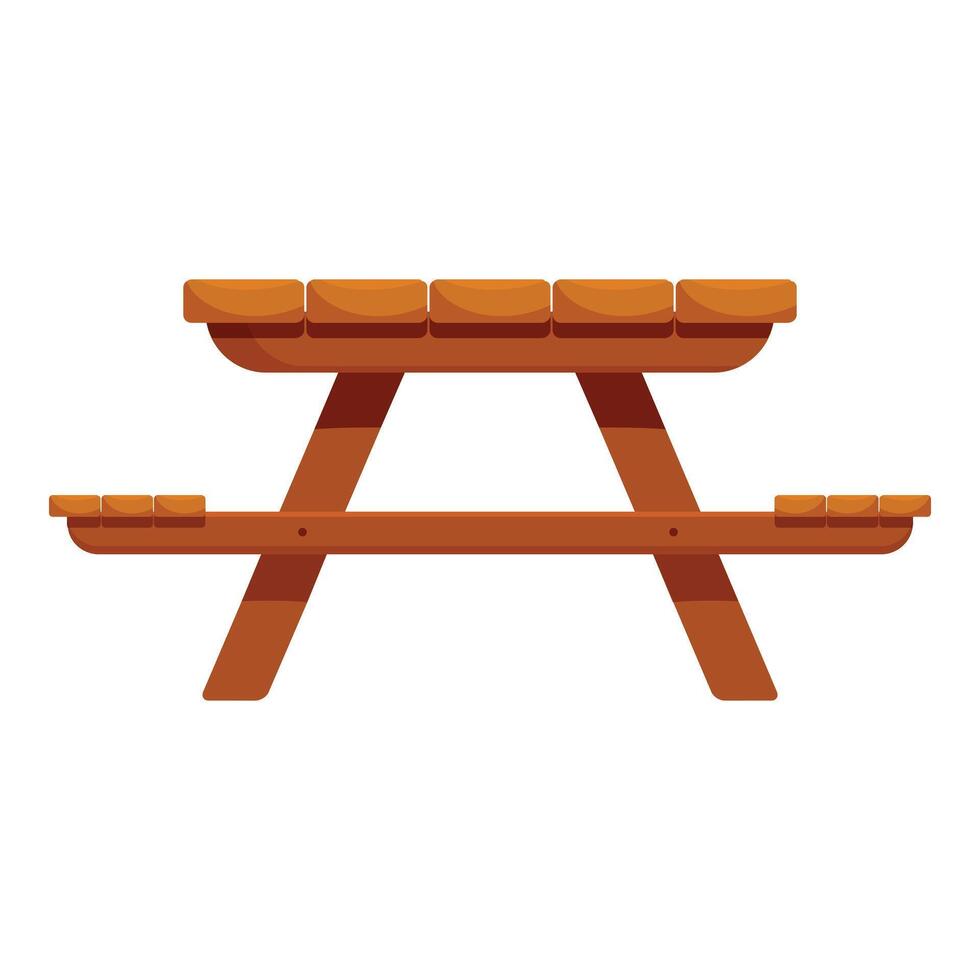 Wooden picnic table standing on a white background vector