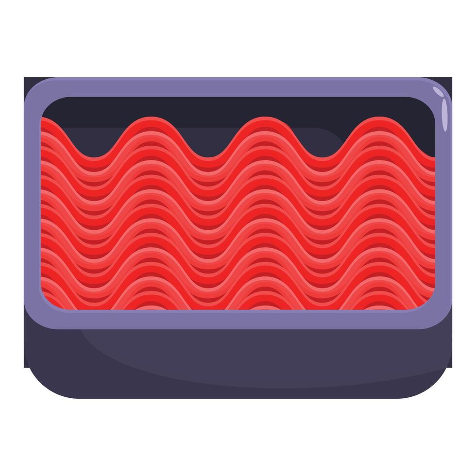 Plastic container full of fresh minced meat for cooking vector