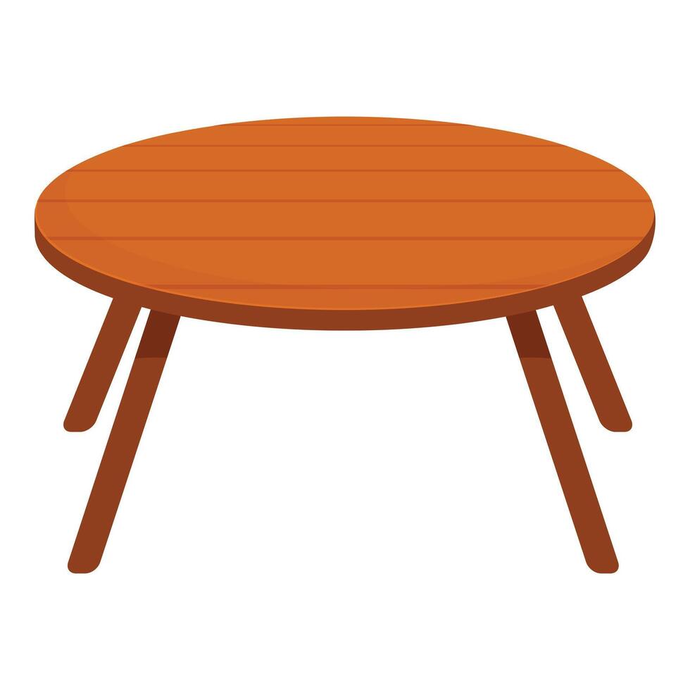 Round wooden table standing on four legs isolated on white vector