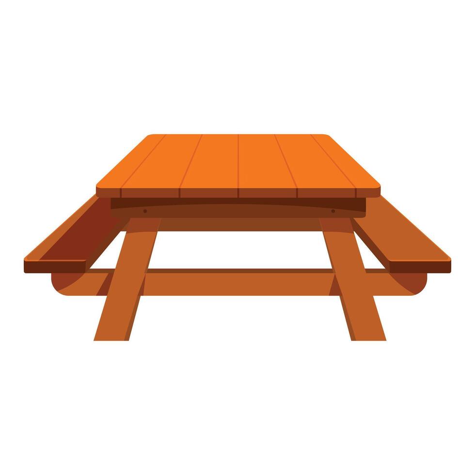 Wooden picnic table standing on a white background vector