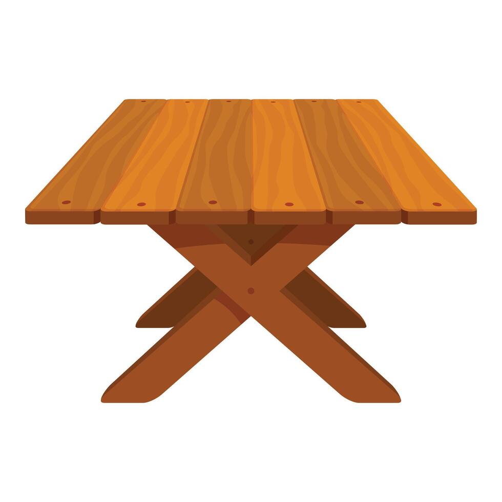 Wooden table standing on a white background vector