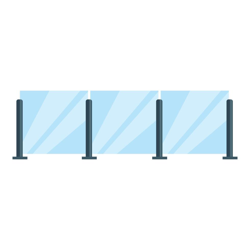 Glass partition wall separating areas in office space vector