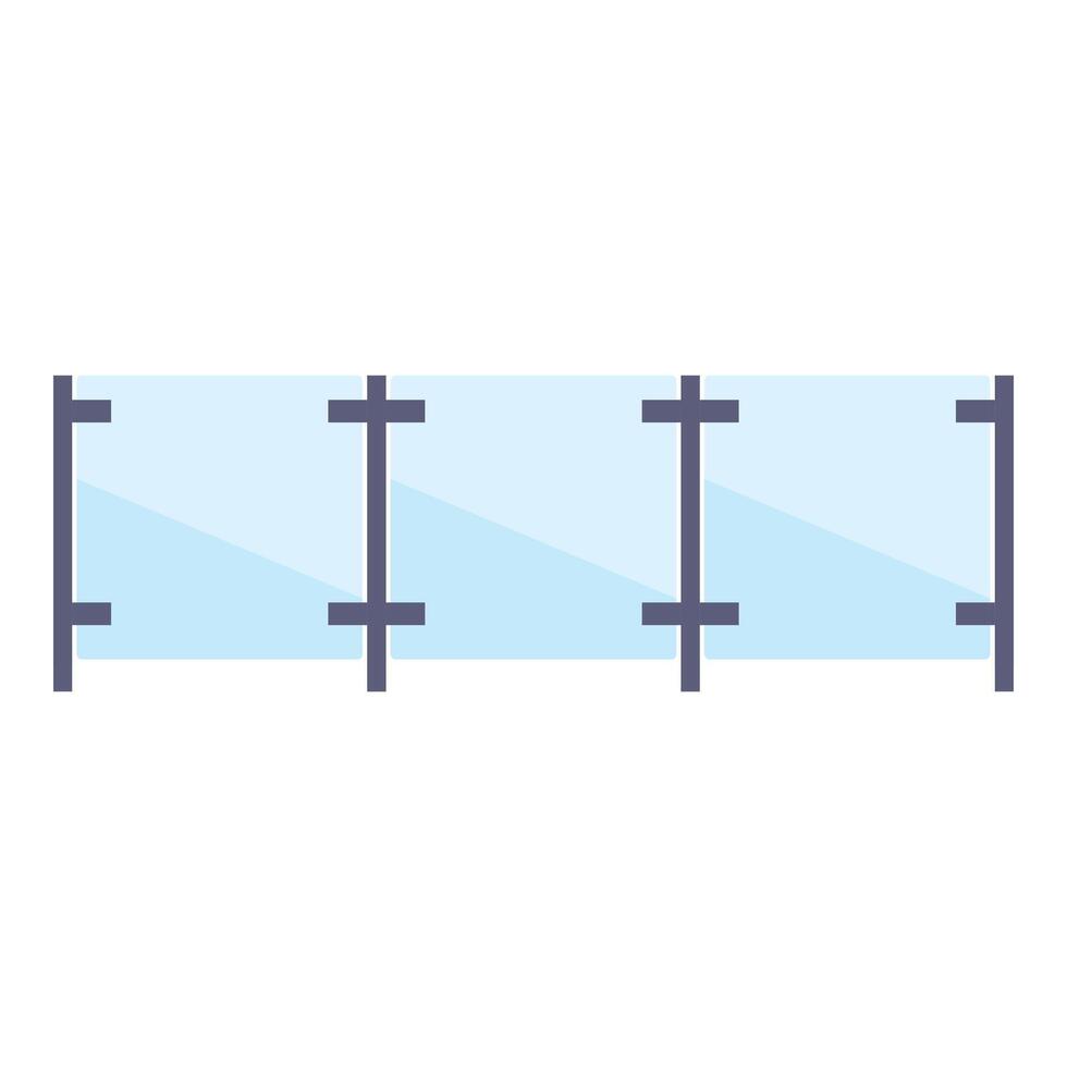 Glass panel fence protecting from falling providing security at height vector
