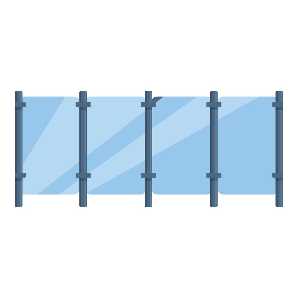 Modern glass panel balustrade protecting people from falling vector