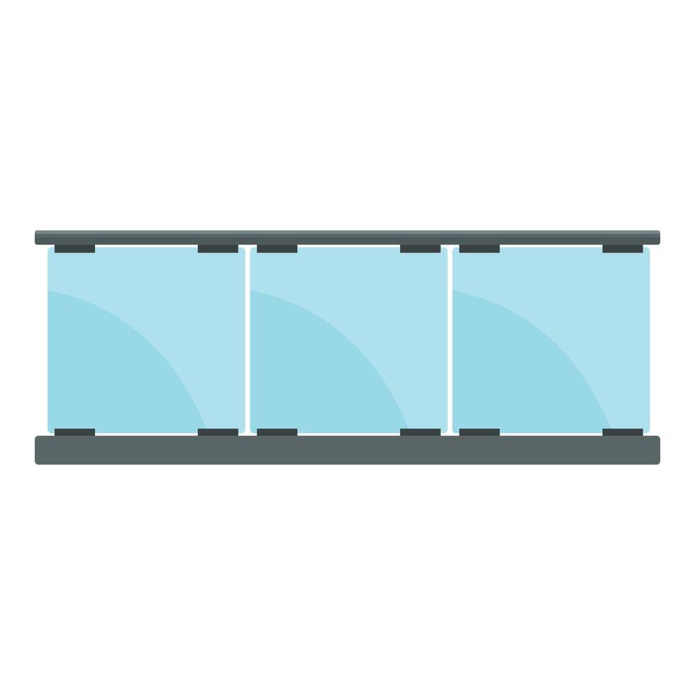 Glass panel balcony providing unobstructed view with metal railing vector