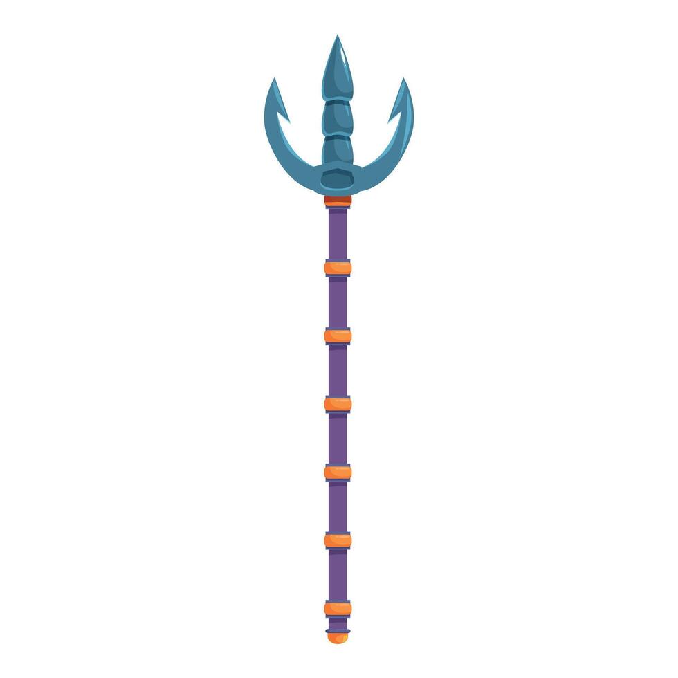 Magic staff with three pronged spear point standing upright vector