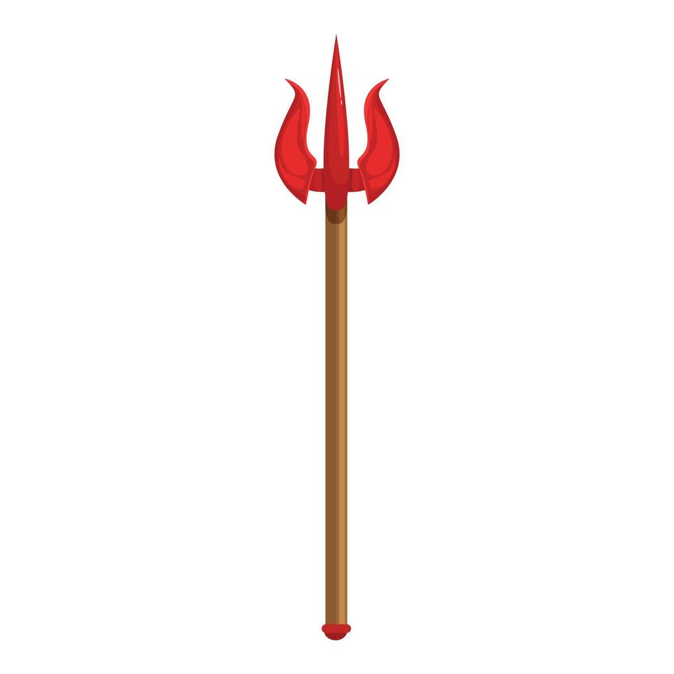 Red trident weapon standing on white background vector