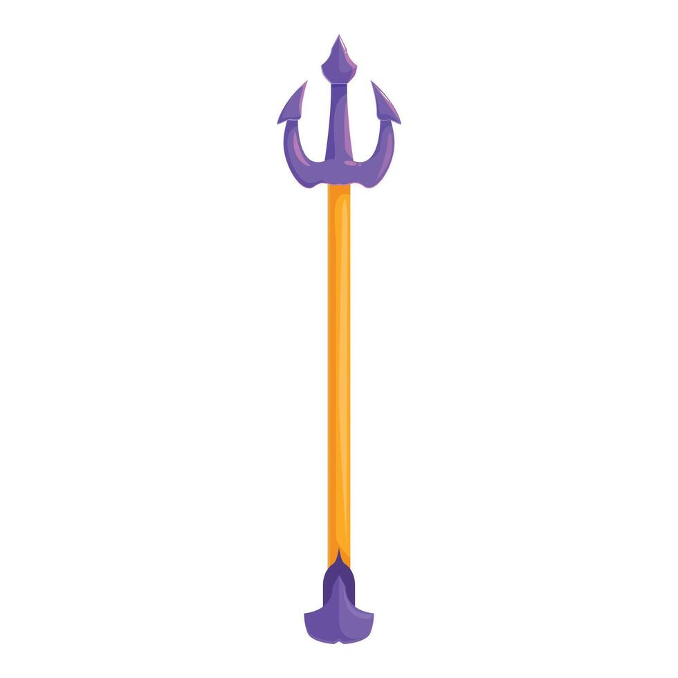 Golden trident standing upright with three pronged spearhead vector