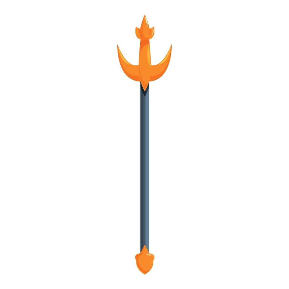 Golden trident standing up with crescent moon shape vector