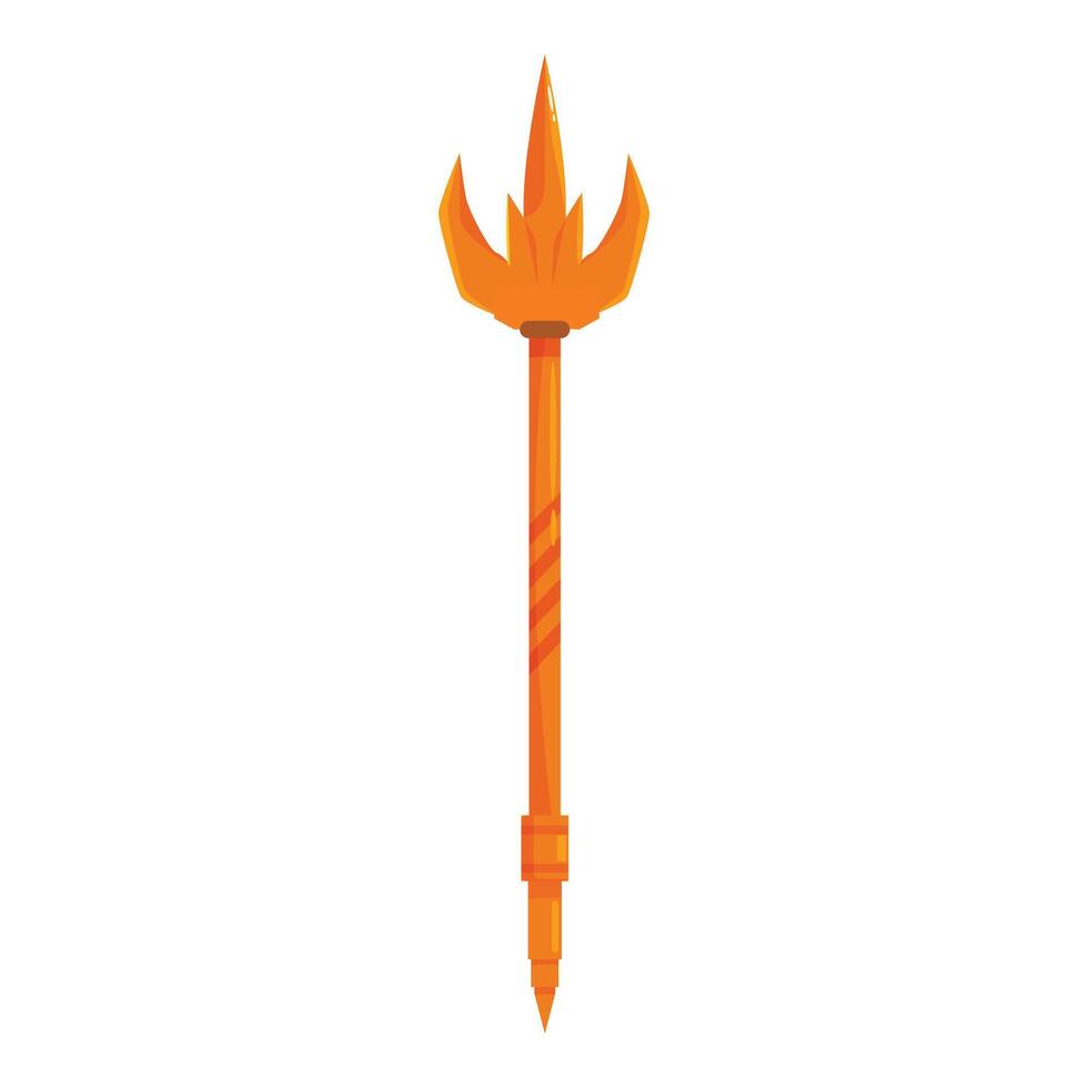 Golden trident standing up with three sharp blades vector