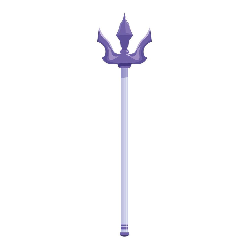 Magic staff with three spikes standing on white background vector