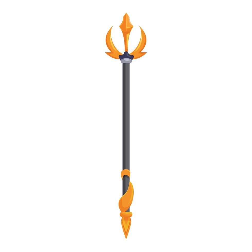 Magic staff with golden details standing on white background vector