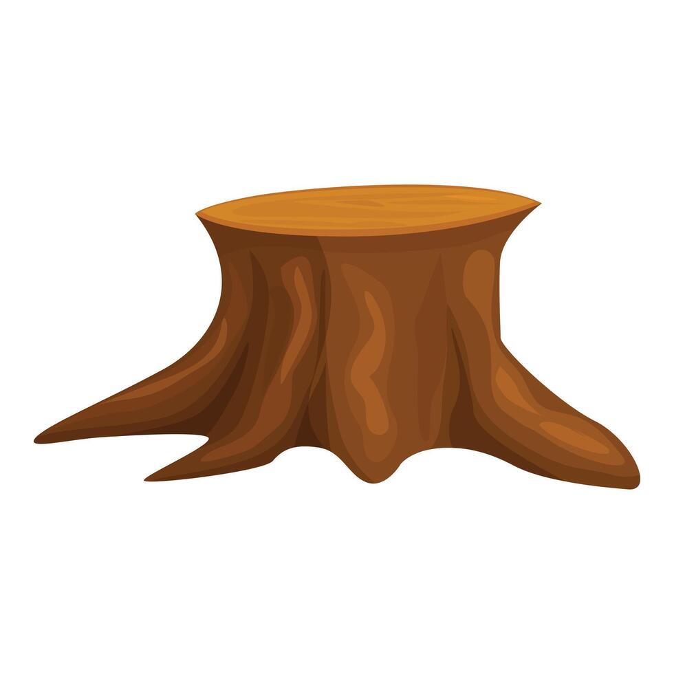 Brown tree stump isolated on white background vector