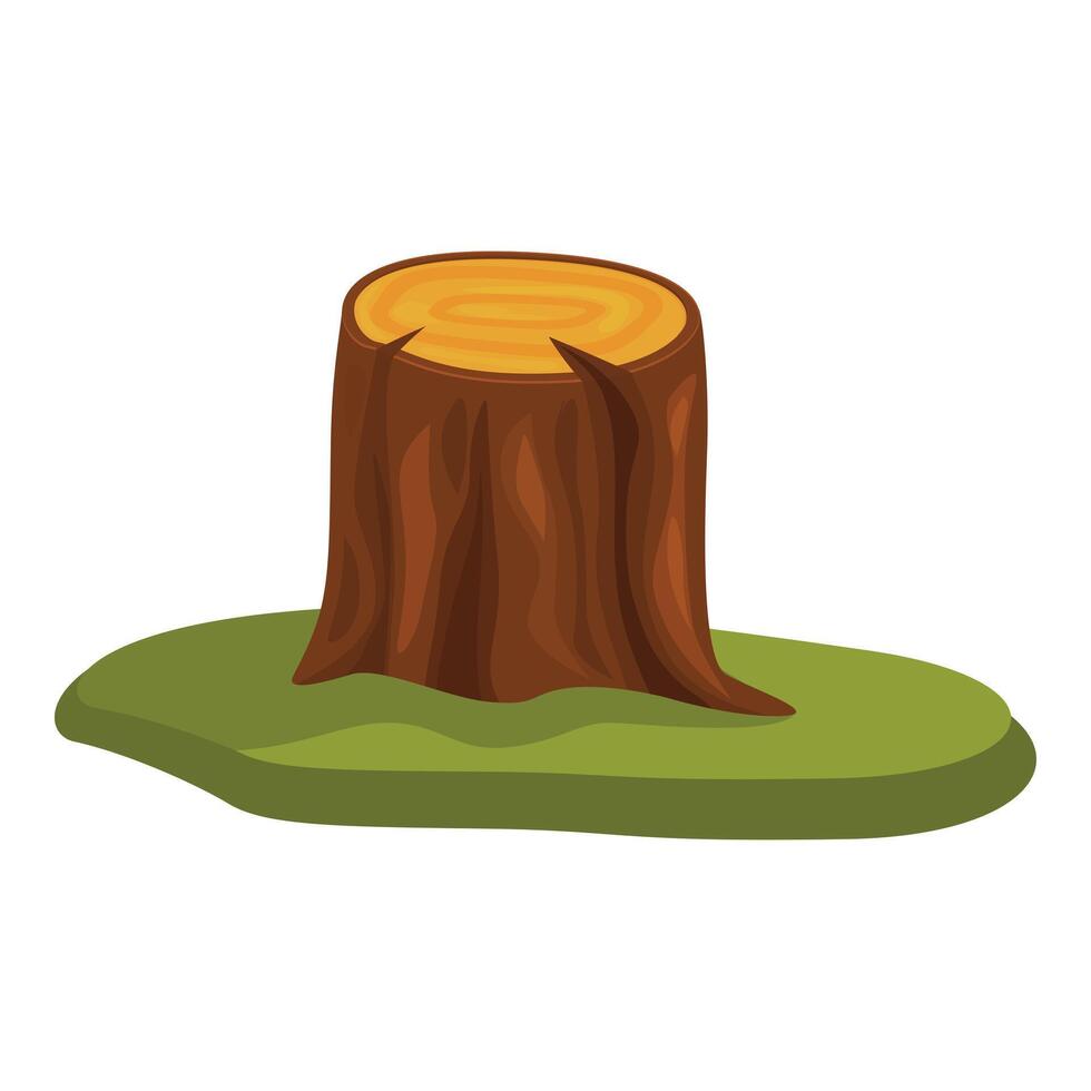 Tree stump sitting on green grass patch illustration vector