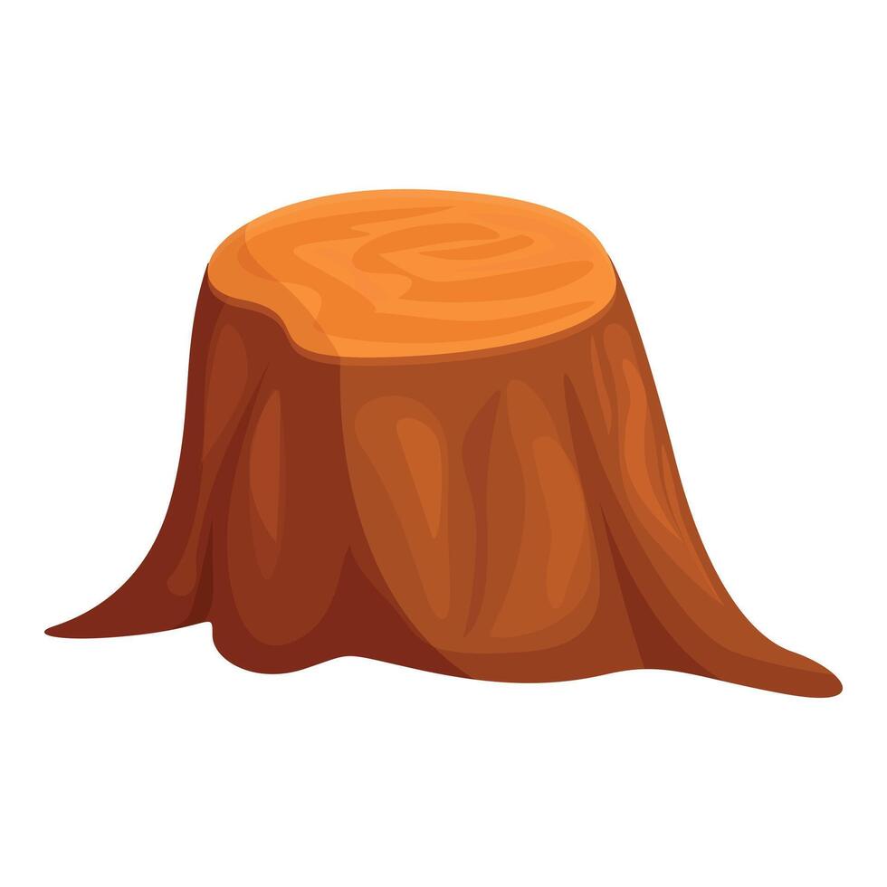 Big brown tree stump standing on white background vector