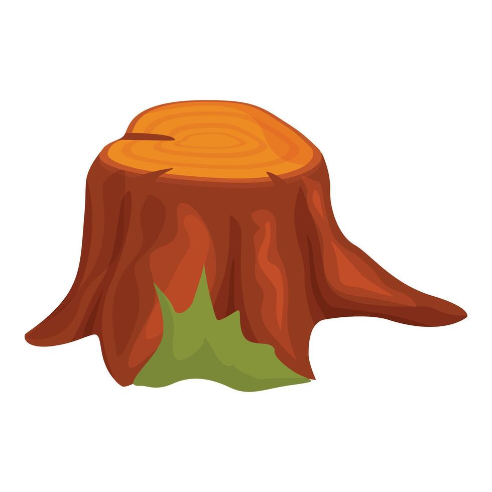Old tree stump showing growth rings with green moss growing vector