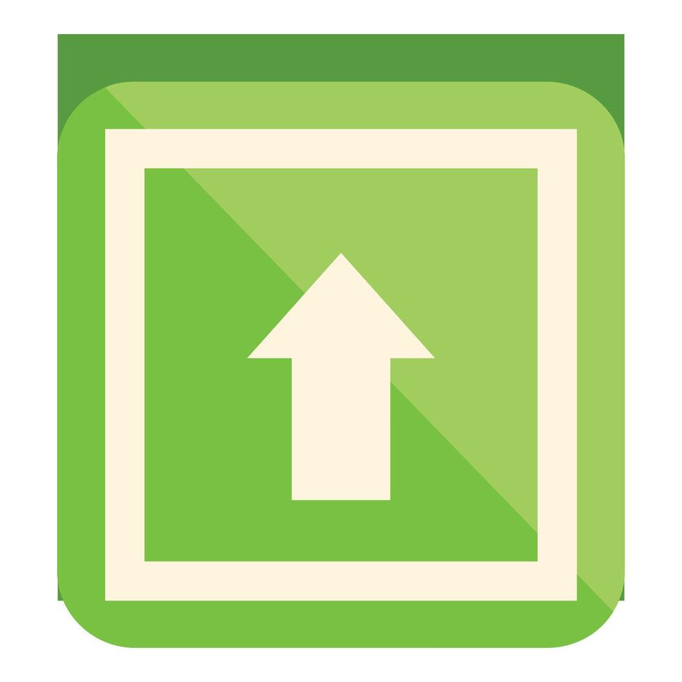 Green square icon showing up arrow pointing upwards vector