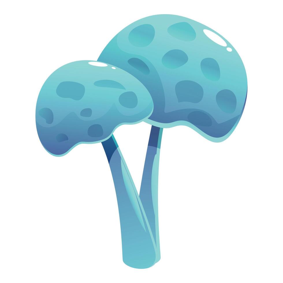 Two turquoise fantasy mushrooms growing together vector