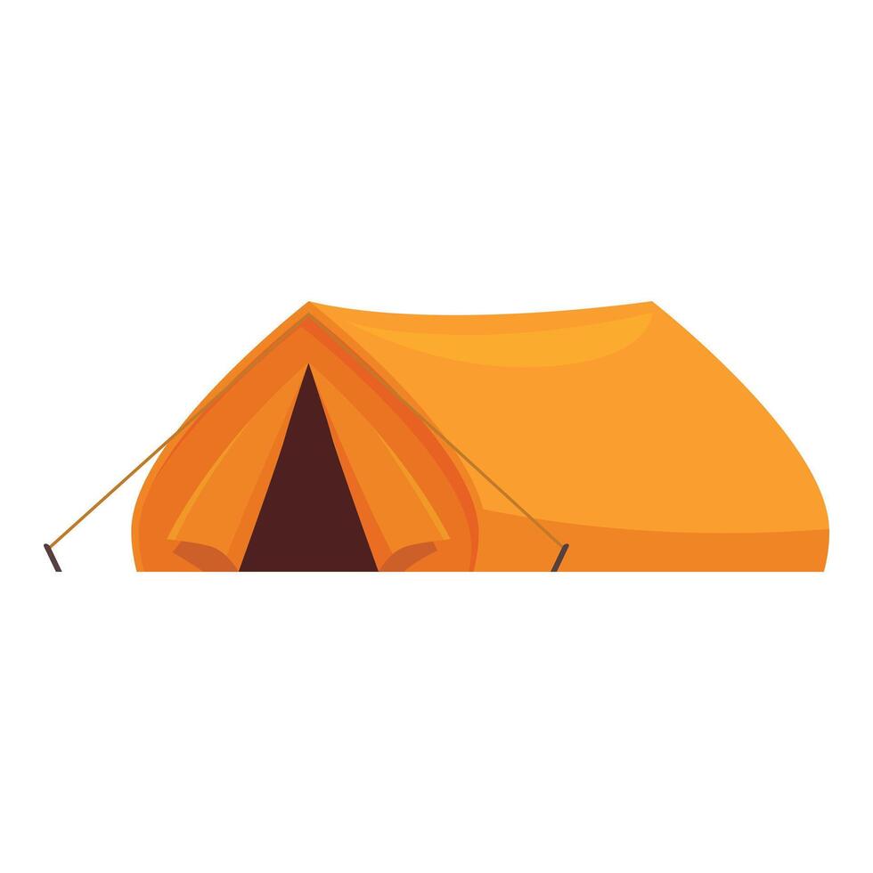 Orange camping tent standing in a forest clearing vector