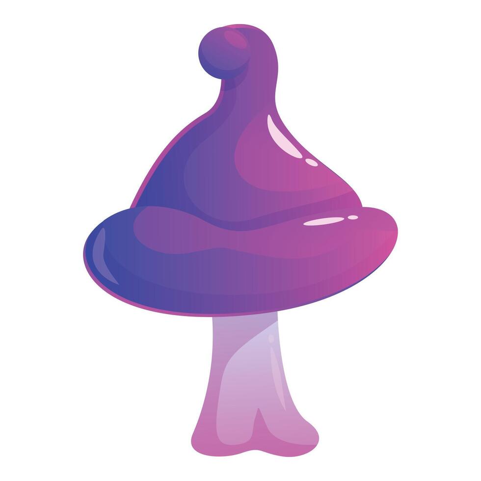 Magic purple mushroom spreading its cap and standing tall vector